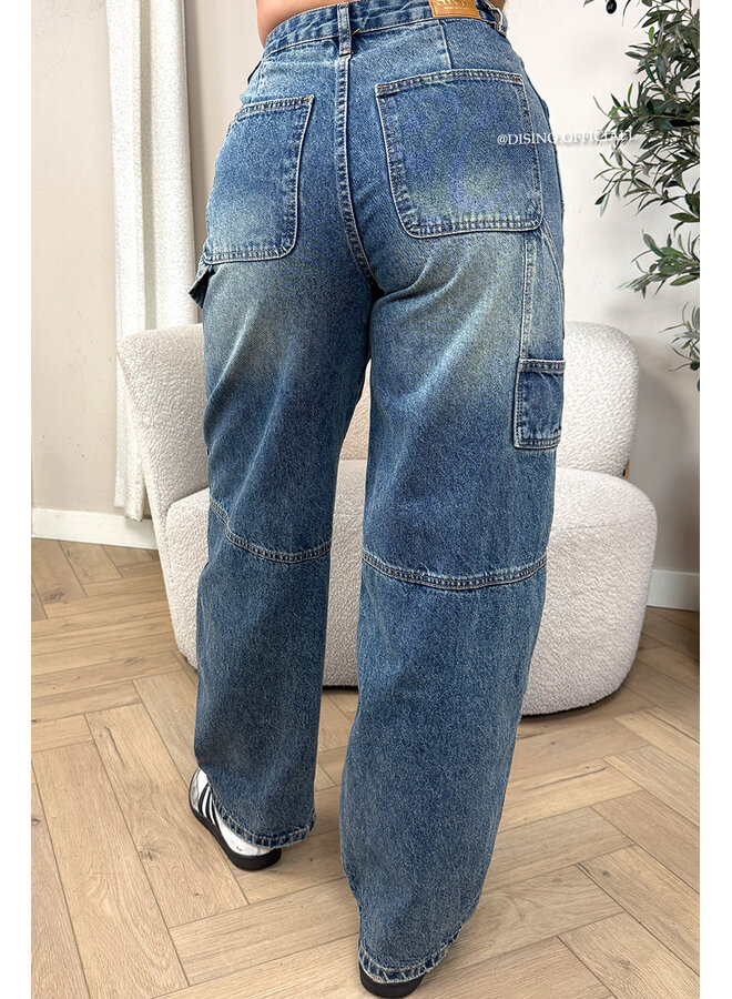 DIRTY BLUE - 'CORPUS JEANS' - CARGO CARPENTER JEANS - NO STRETCH