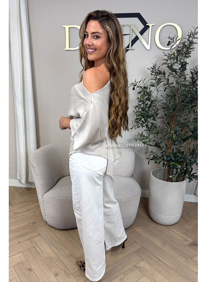 BEIGE - 'JENNA TOP' - ONE SHOULDER TOP