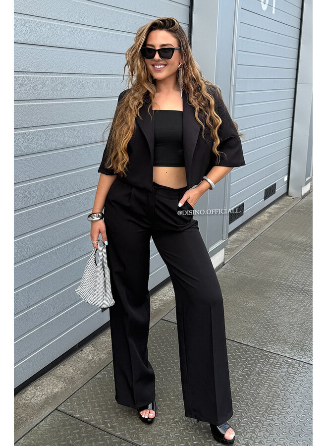 BLACK - 'VAYEN PANTS' - PERFECT FIT HIGH WAIST WIDE LEG PANTALON