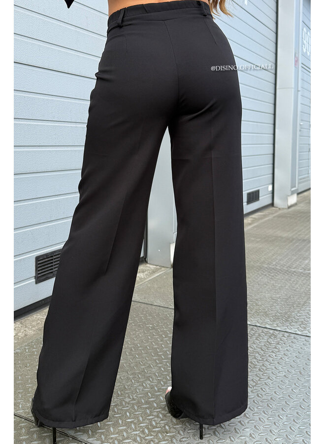 BLACK - 'VAYEN PANTS' - PERFECT FIT HIGH WAIST WIDE LEG PANTALON