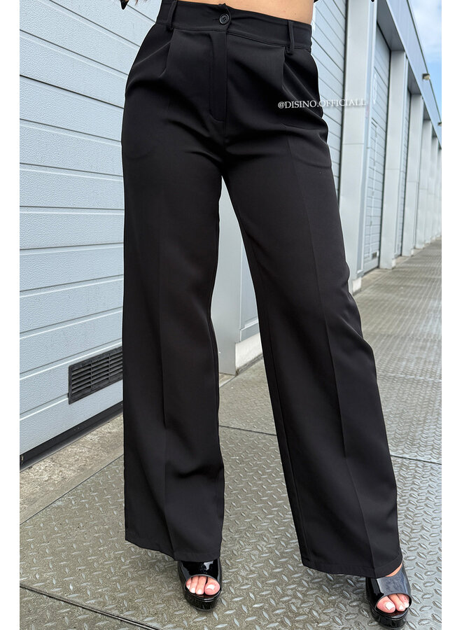 BLACK - 'VAYEN PANTS' - PERFECT FIT HIGH WAIST WIDE LEG PANTALON
