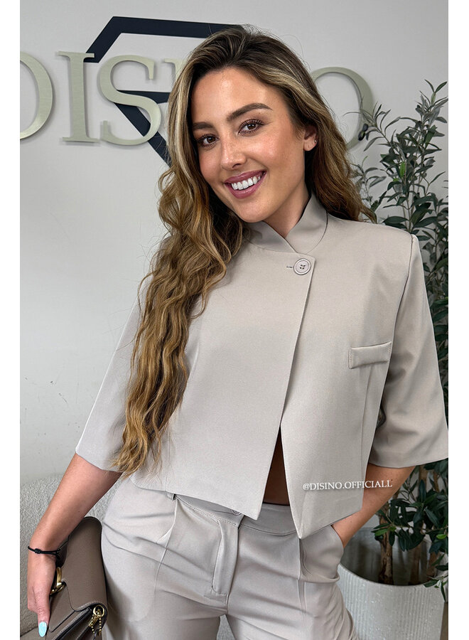 TAUPE - 'VAYÉN BLAZER' - VIRAL SHORT ASSYMETRIC BLAZER