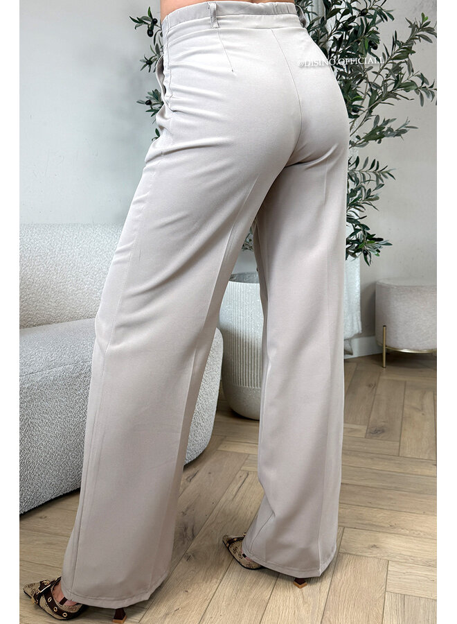 TAUPE - 'VAYEN PANTS' - PERFECT FIT HIGH WAIST WIDE LEG PANTALON