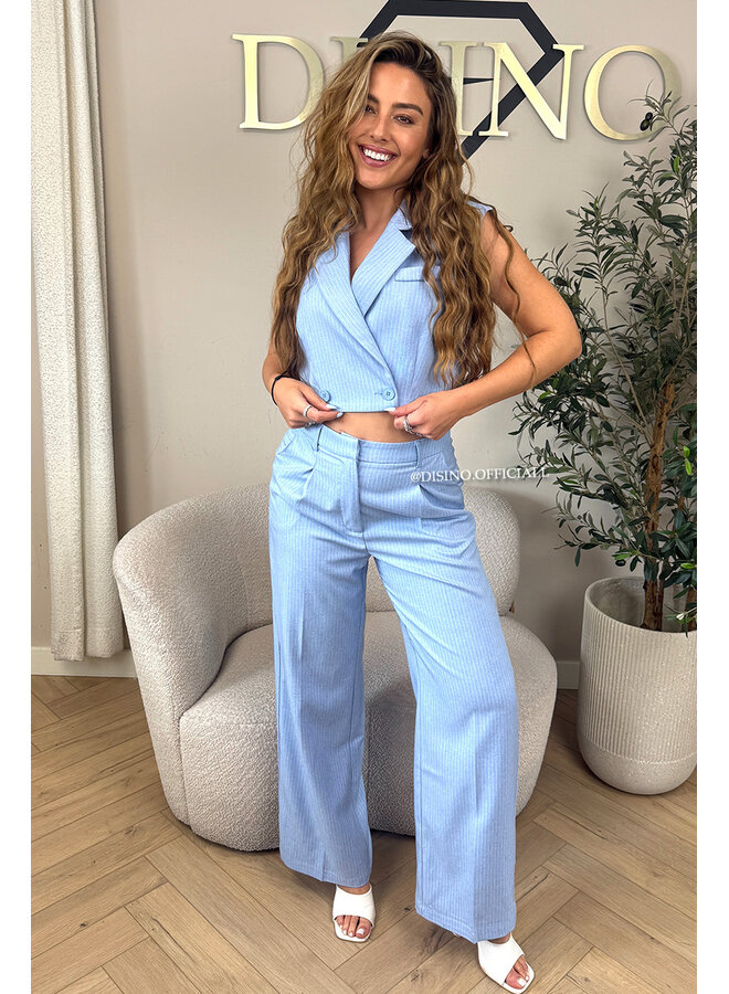 BLUE - 'VIENNA STRIPED PANTALON' - HIGH WAIST PANTALON