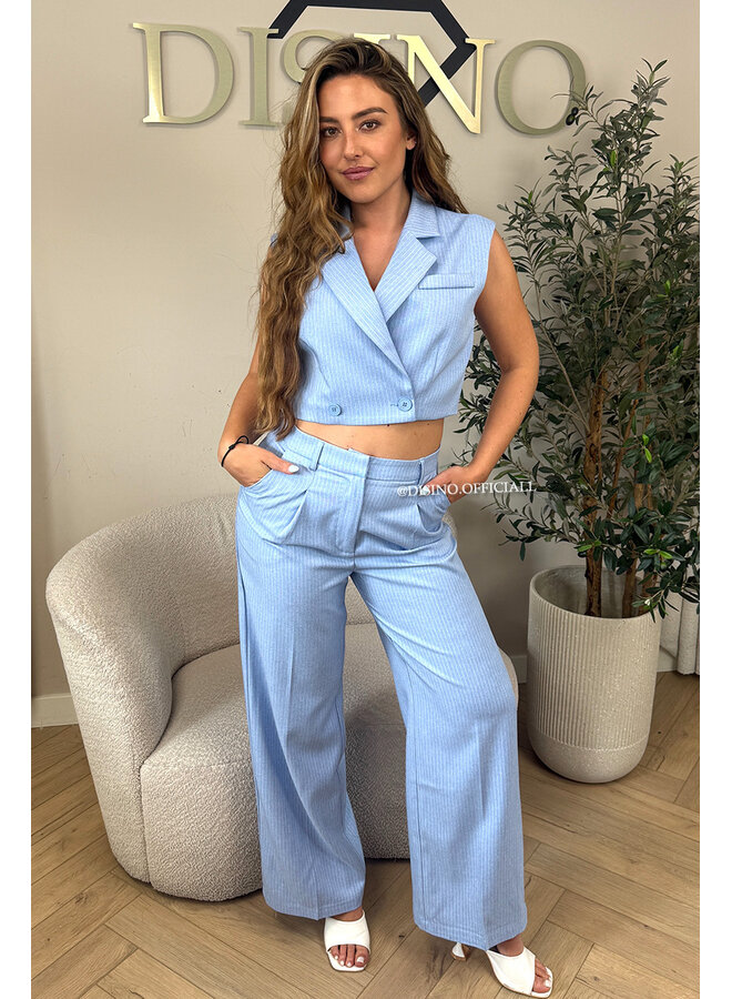 BLUE - 'VIENNA STRIPED PANTALON' - HIGH WAIST PANTALON