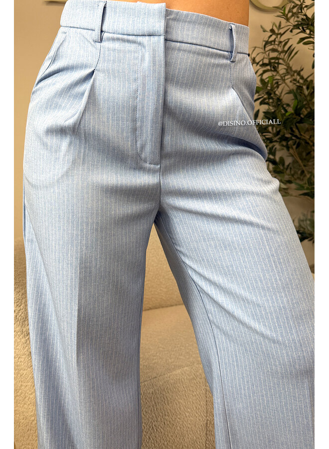 BLUE - 'VIENNA STRIPED PANTALON' - HIGH WAIST PANTALON