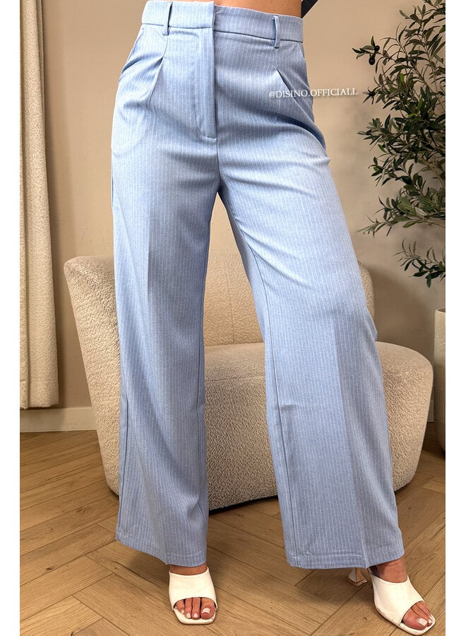 BLUE - 'VIENNA STRIPED PANTALON' - HIGH WAIST PANTALON