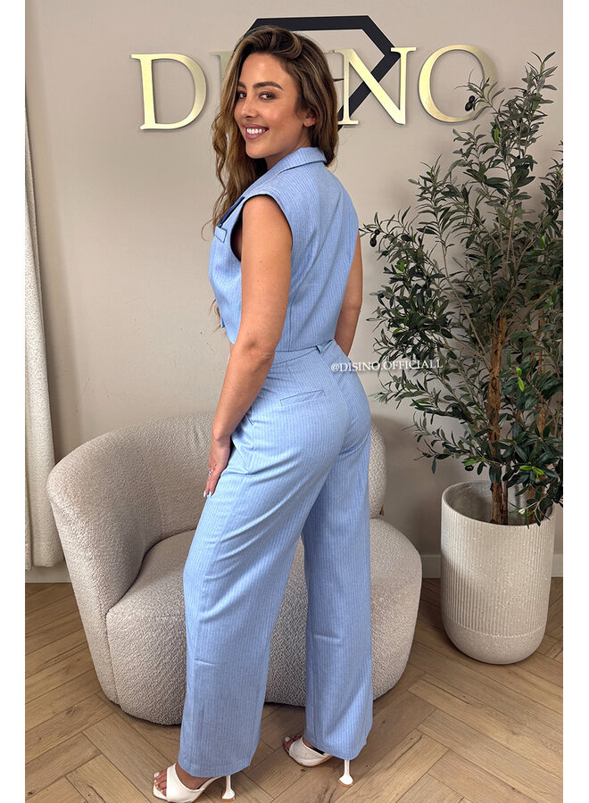 BLUE - 'VIENNA STRIPED GILET' - PREMIUM QUALITY CLASSY GILET