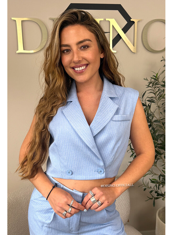 BLUE - 'VIENNA STRIPED GILET' - PREMIUM QUALITY CLASSY GILET