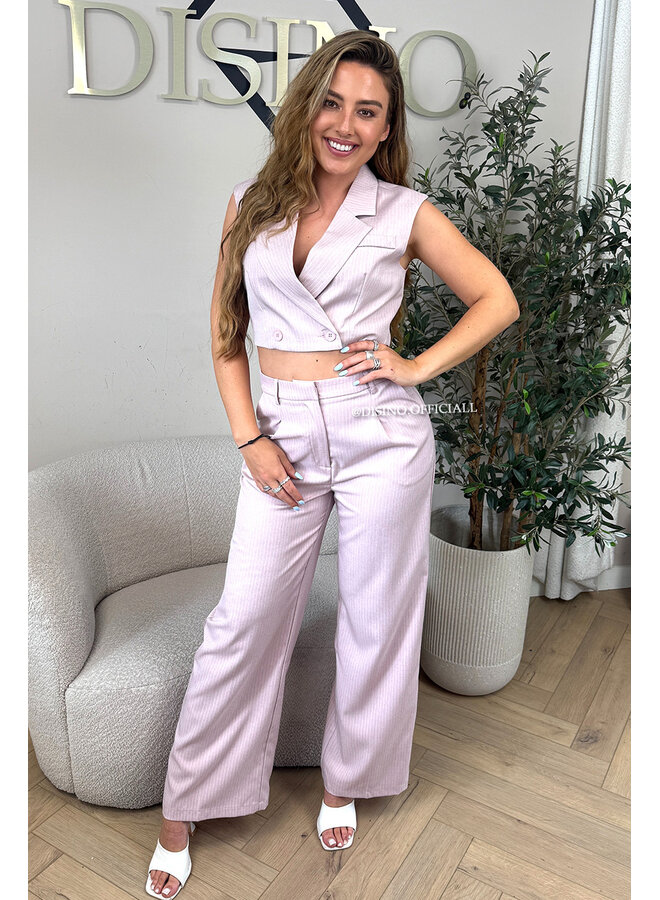 PINK - 'VIENNA STRIPED PANTALON' - HIGH WAIST PANTALON