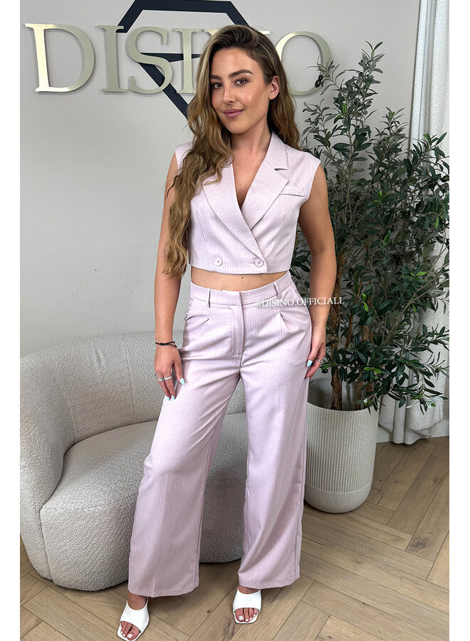 PINK - 'VIENNA STRIPED PANTALON' - HIGH WAIST PANTALON