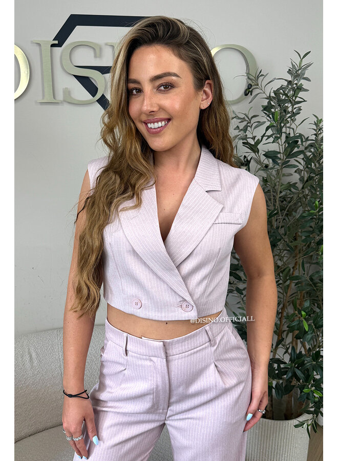 PINK - 'VIENNA STRIPED GILET' - PREMIUM QUALITY CLASSY GILET