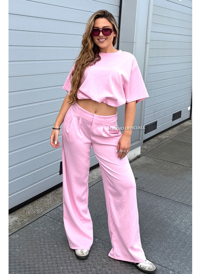 PINK - 'MILA SET' - OVERSIZED TOP + PANTS TWO PIECE SET