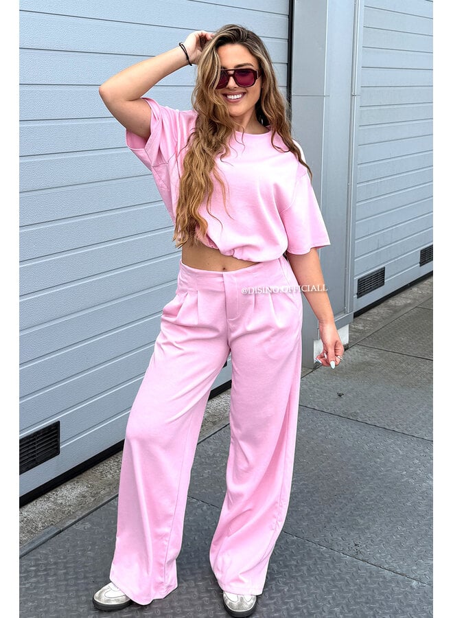 PINK - 'MILA SET' - OVERSIZED TOP + PANTS TWO PIECE SET