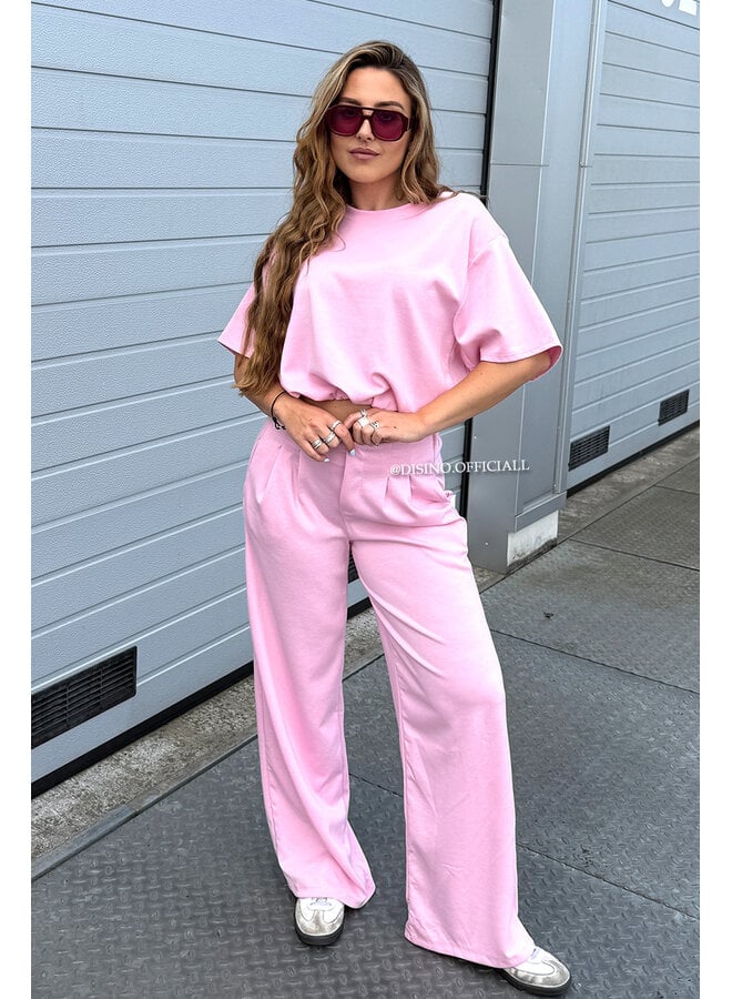 PINK - 'MILA SET' - OVERSIZED TOP + PANTS TWO PIECE SET