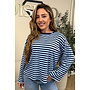 LIGHT BLUE - 'LEONI TEE' - STRIPED LONG SLEEVE TEE