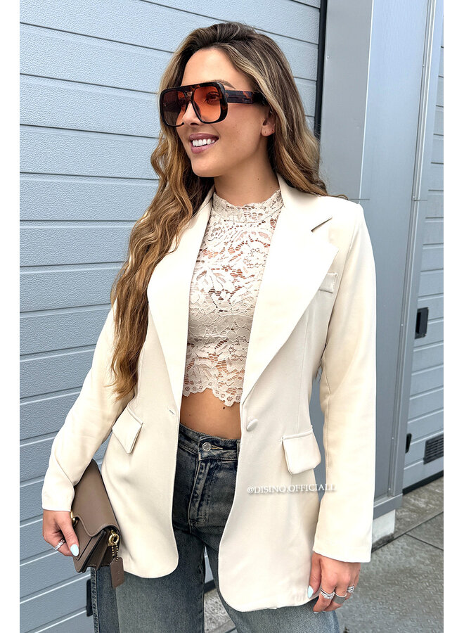 BEIGE - 'DIDI BLAZER' - OVERSIZED BOYFRIEND BLAZER