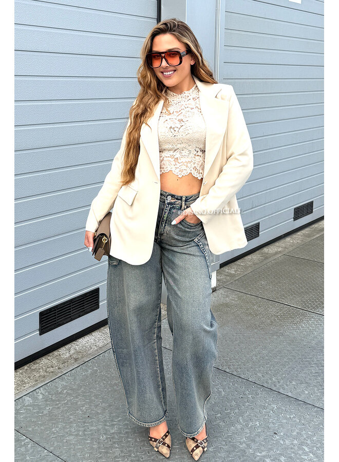 BEIGE - 'DIDI BLAZER' - OVERSIZED BOYFRIEND BLAZER