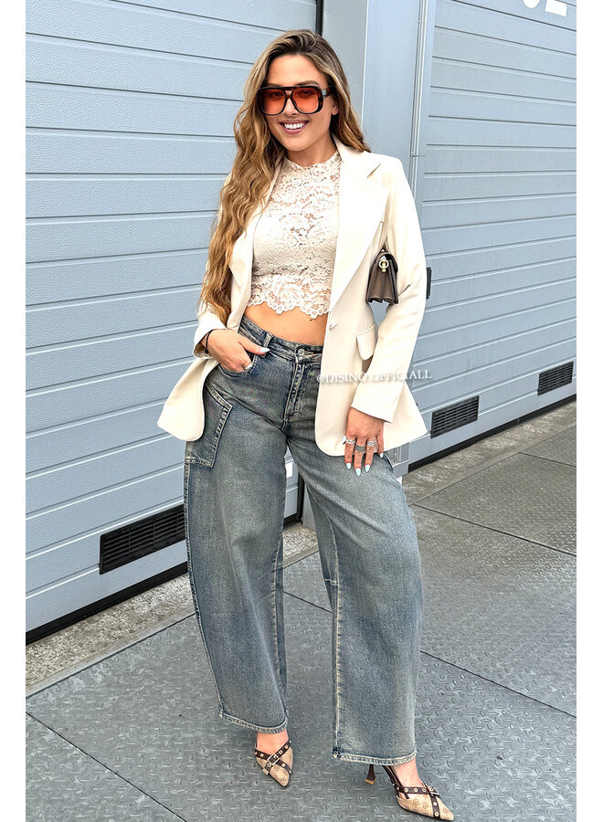 BEIGE - 'DIDI BLAZER' - OVERSIZED BOYFRIEND BLAZER