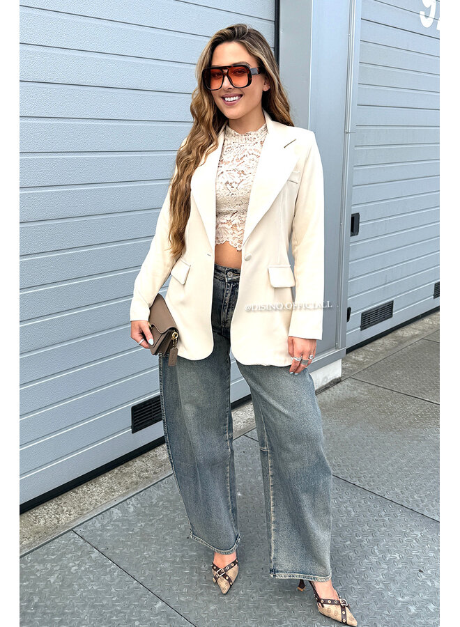 BEIGE - 'DIDI BLAZER' - OVERSIZED BOYFRIEND BLAZER