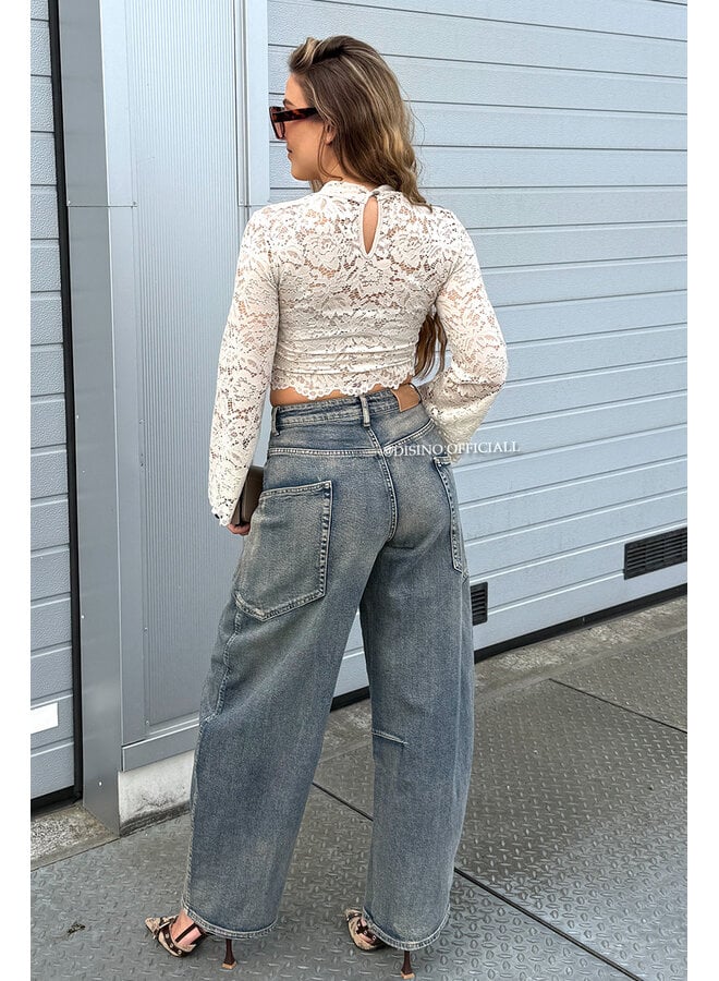 BEIGE - 'ABBENY TOP' - BELL SLEEVE LACE TOP + TOP INSIDE