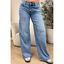 BLUE - 'VERDEA JEANS' - MEDIUM WAIST EXTRA WIDE LEG STRETCH JEANS