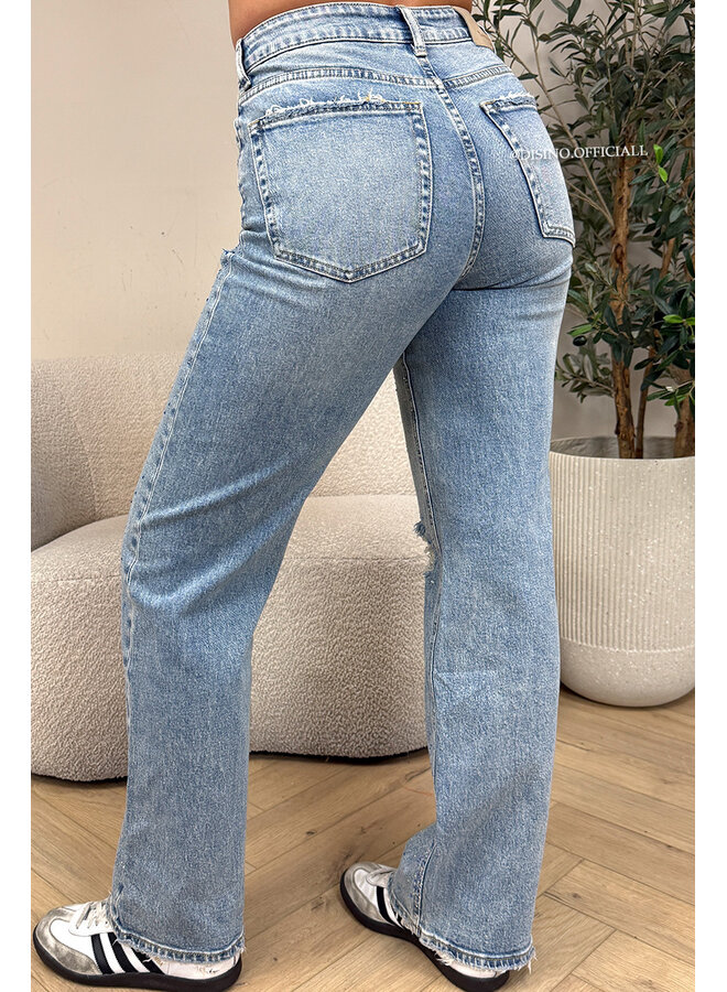 BLUE - 'OCEAN JEANS' - STRETCH DIAMONDS ALL OVER WIDE LEG JEANS