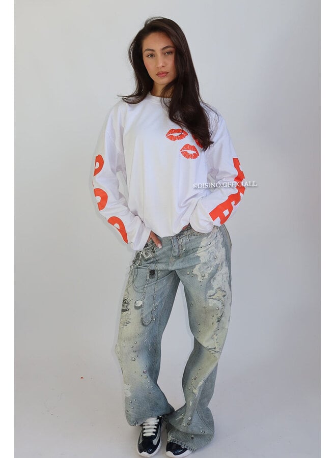 WHITE - 'PPP LONGSLEEVE' - OVERSIZED PRIORITY LONGSLEEVE TEE