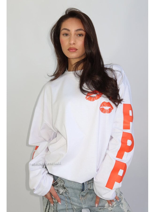 WHITE - 'PPP LONGSLEEVE' - OVERSIZED PRIORITY LONGSLEEVE TEE