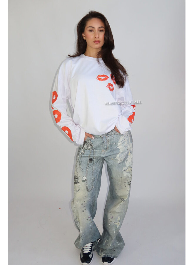 WHITE - 'PPP LONGSLEEVE' - OVERSIZED PRIORITY LONGSLEEVE TEE