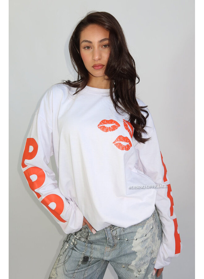 WHITE - 'PPP LONGSLEEVE' - OVERSIZED PRIORITY LONGSLEEVE TEE