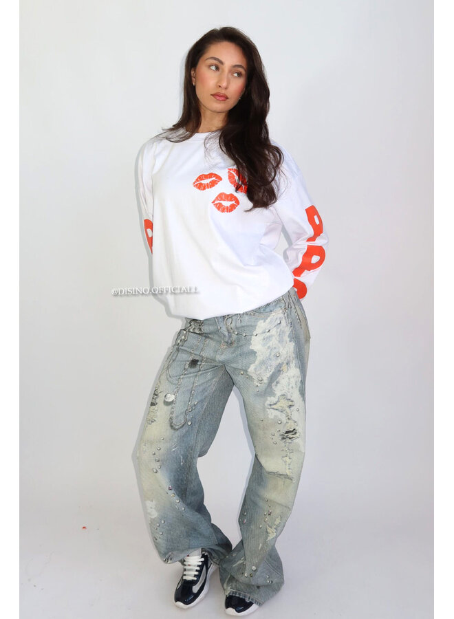 WHITE - 'PPP LONGSLEEVE' - OVERSIZED PRIORITY LONGSLEEVE TEE