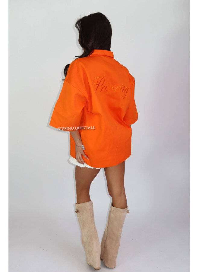ORANGE - 'PP BOYFRIEND BLOUSE' - PREMIUM QUALITY OVERSIZED BLOUSE