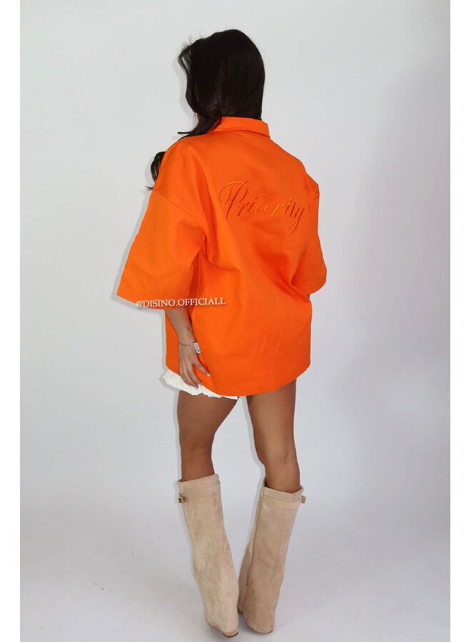 ORANGE - 'PRIORITY BOYFRIEND BLOUSE' - PREMIUM QUALITY OVERSIZES BLOUSE
