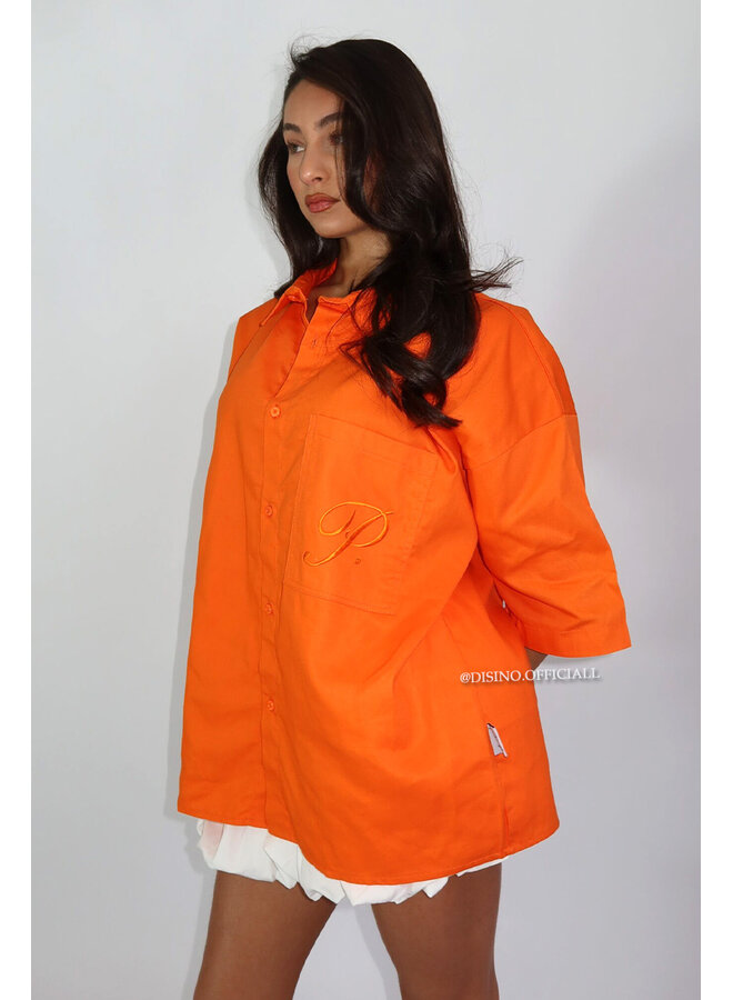 ORANGE - 'PRIORITY BOYFRIEND BLOUSE' - PREMIUM QUALITY OVERSIZES BLOUSE