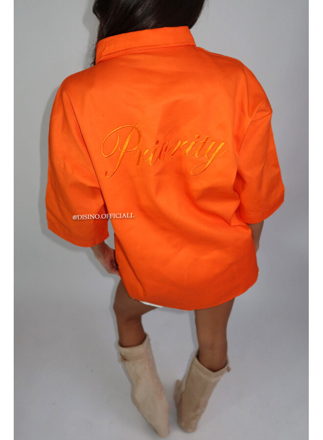 ORANGE - 'PRIORITY BOYFRIEND BLOUSE' - PREMIUM QUALITY OVERSIZES BLOUSE