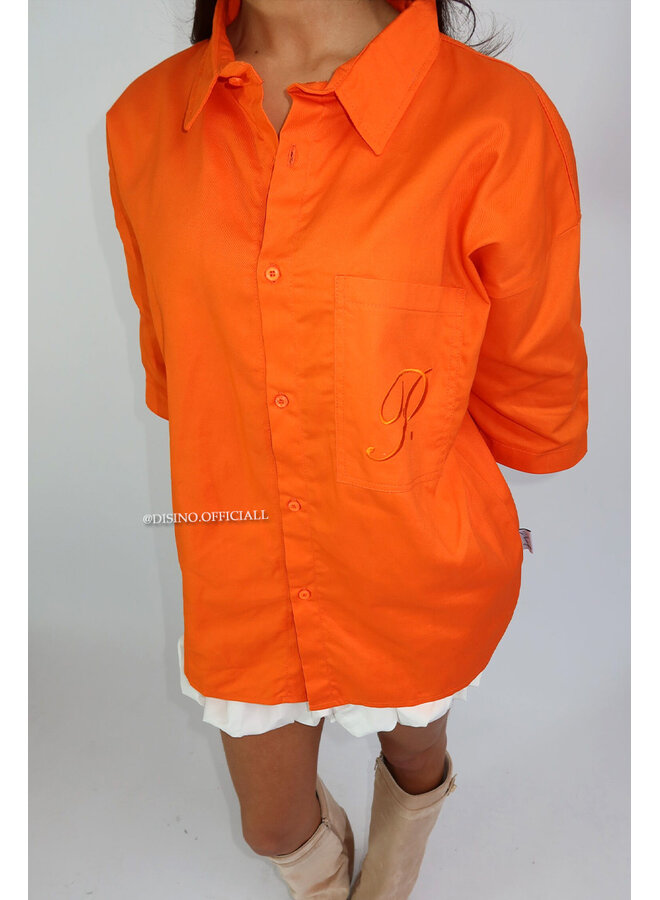 ORANGE - 'PRIORITY BOYFRIEND BLOUSE' - PREMIUM QUALITY OVERSIZES BLOUSE