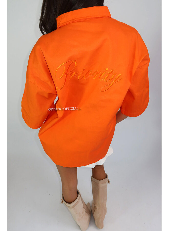 ORANGE - 'PRIORITY BOYFRIEND BLOUSE' - PREMIUM QUALITY OVERSIZES BLOUSE