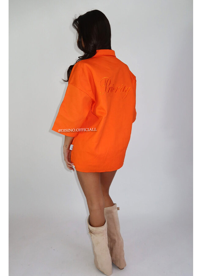 ORANGE - 'PRIORITY BOYFRIEND BLOUSE' - PREMIUM QUALITY OVERSIZES BLOUSE