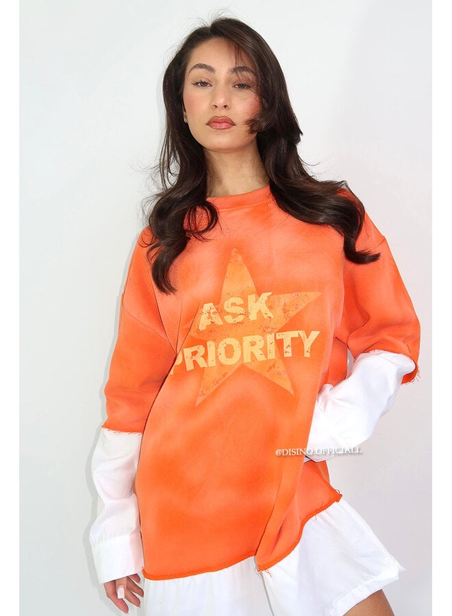 ORANGE - 'PRIORITY SWEATER DRESS' - PREMIUM QUALITY OVERSIZED SWEATER DRESS