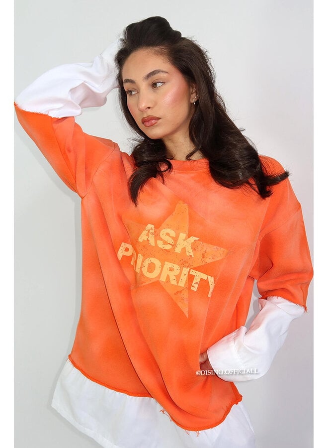 ORANGE - 'PRIORITY SWEATER DRESS' - PREMIUM QUALITY OVERSIZED SWEATER DRESS