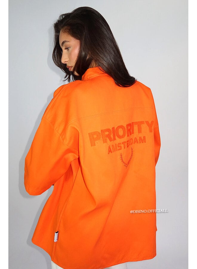 ORANGE - 'PRIORITY AMSTERDAM BLOUSE' - PREMIUM QUALITY OVERSIZED BLOUSE