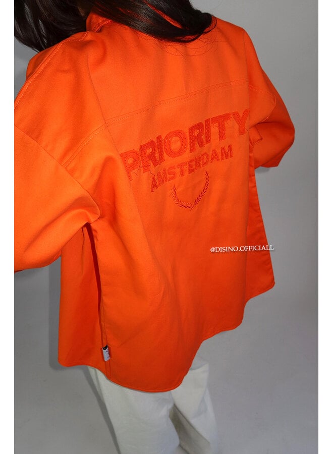 ORANGE - 'PRIORITY AMSTERDAM BLOUSE' - PREMIUM QUALITY OVERSIZED BLOUSE