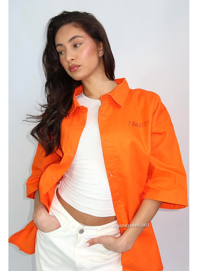 ORANGE - 'PRIORITY AMSTERDAM BLOUSE' - PREMIUM QUALITY OVERSIZED BLOUSE