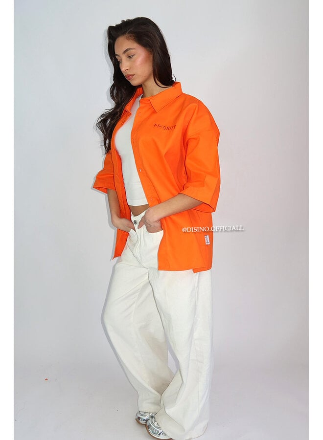 ORANGE - 'PRIORITY AMSTERDAM BLOUSE' - PREMIUM QUALITY OVERSIZED BLOUSE