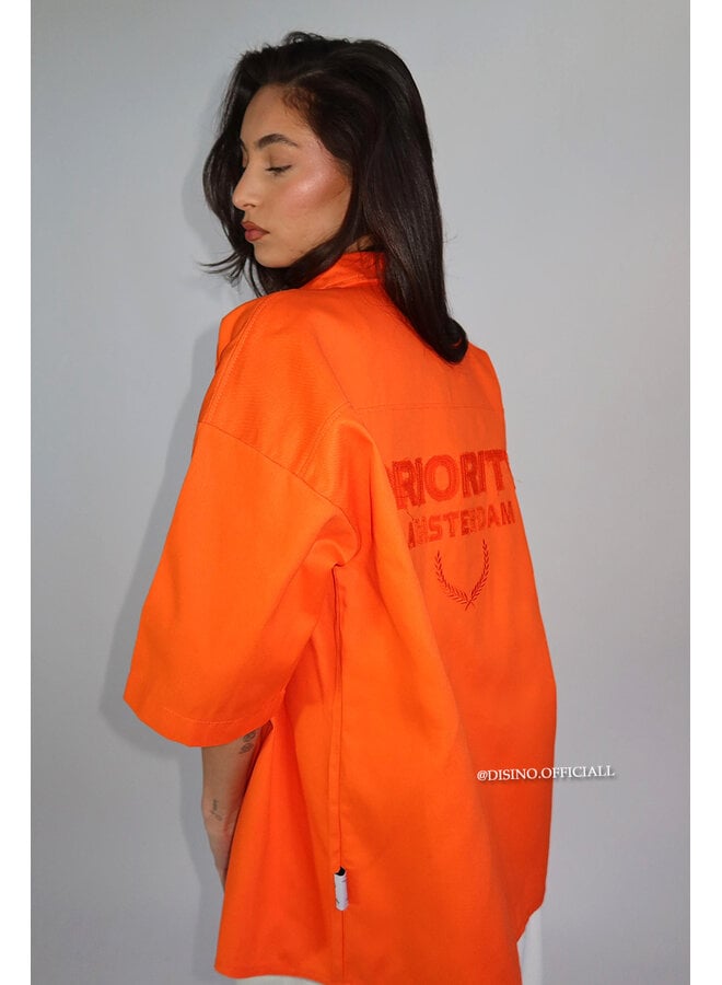 ORANGE - 'PRIORITY AMSTERDAM BLOUSE' - PREMIUM QUALITY OVERSIZED BLOUSE