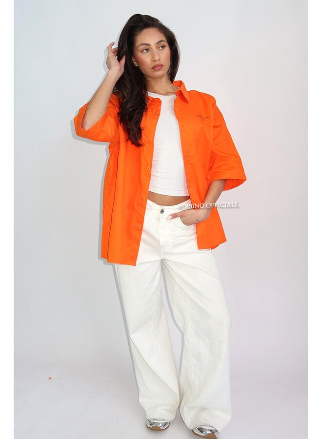 ORANGE - 'PRIORITY AMSTERDAM BLOUSE' - PREMIUM QUALITY OVERSIZED BLOUSE