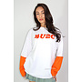 WHITE/ORANGE - '4U2C LONGSLEEVE' - OVERSIZED PRIORITY LONGSLEEVE TEE