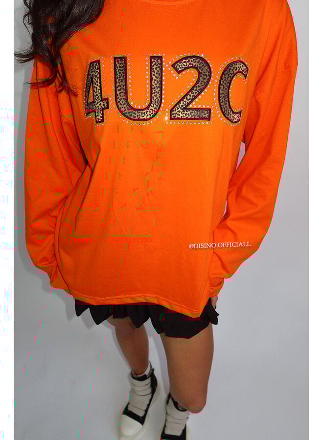 ORANGE - '4U2C LONGSLEEVE' - OVERSIZED PRIORITY LONGSLEEVE TEE