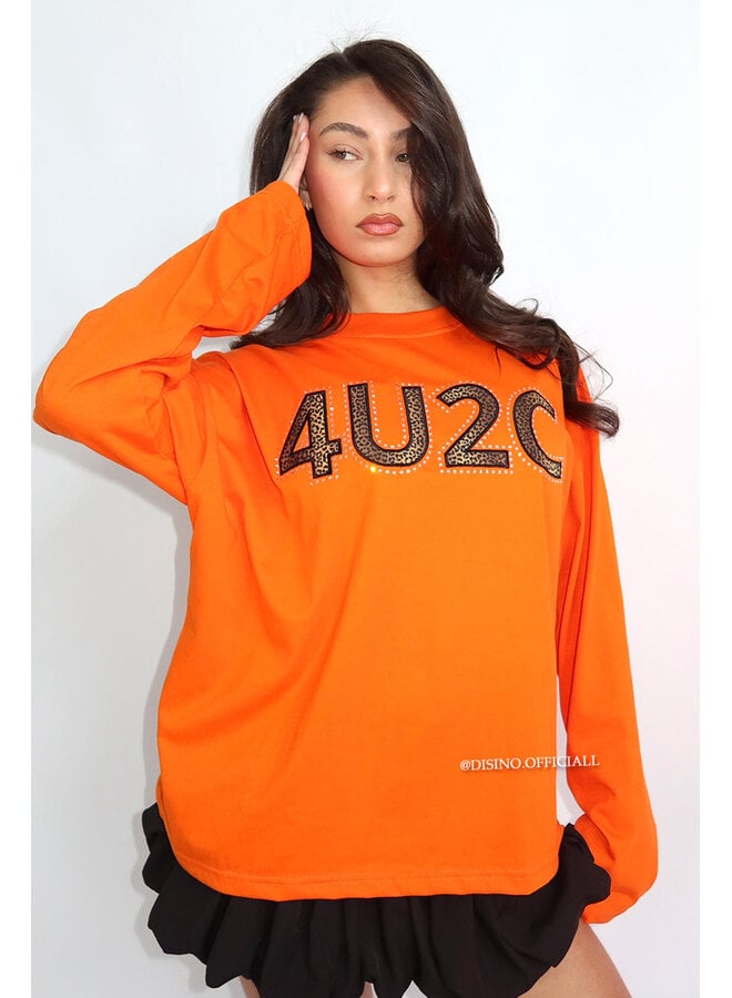 ORANGE - '4U2C LONGSLEEVE' - OVERSIZED PRIORITY LONGSLEEVE TEE
